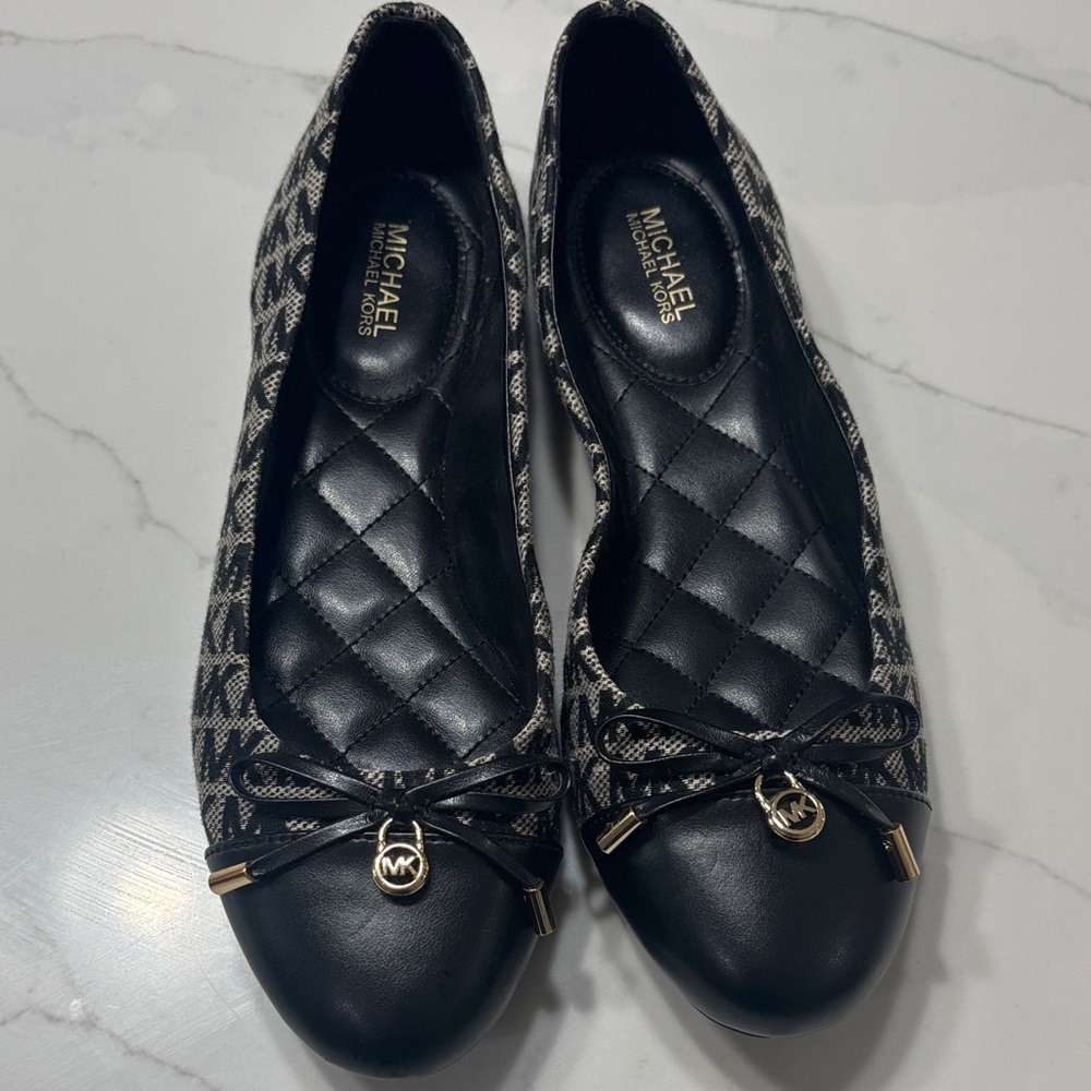 Michael Kors Black and White Patterned Flats